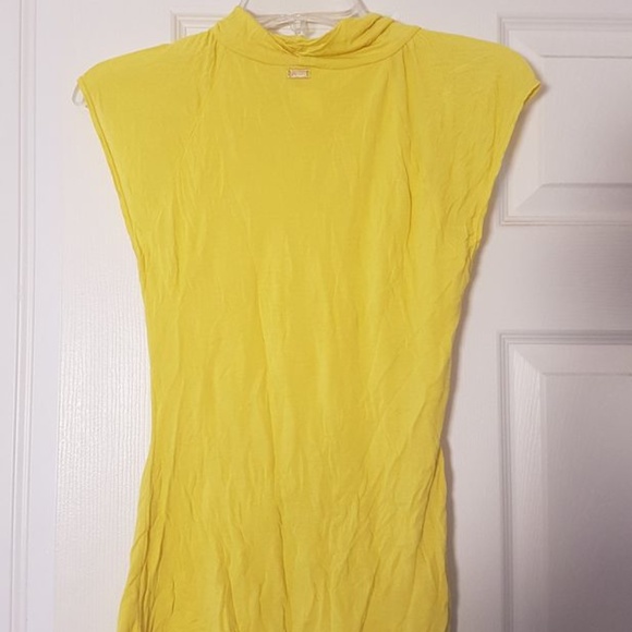 Marciano Women's Yellow Mock Neck Sleeveless / Cap Sleeve Top - Picture 2 of 5